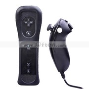 Wii Remote and Nunchuk Controller with Protective Case for Wii (Black)